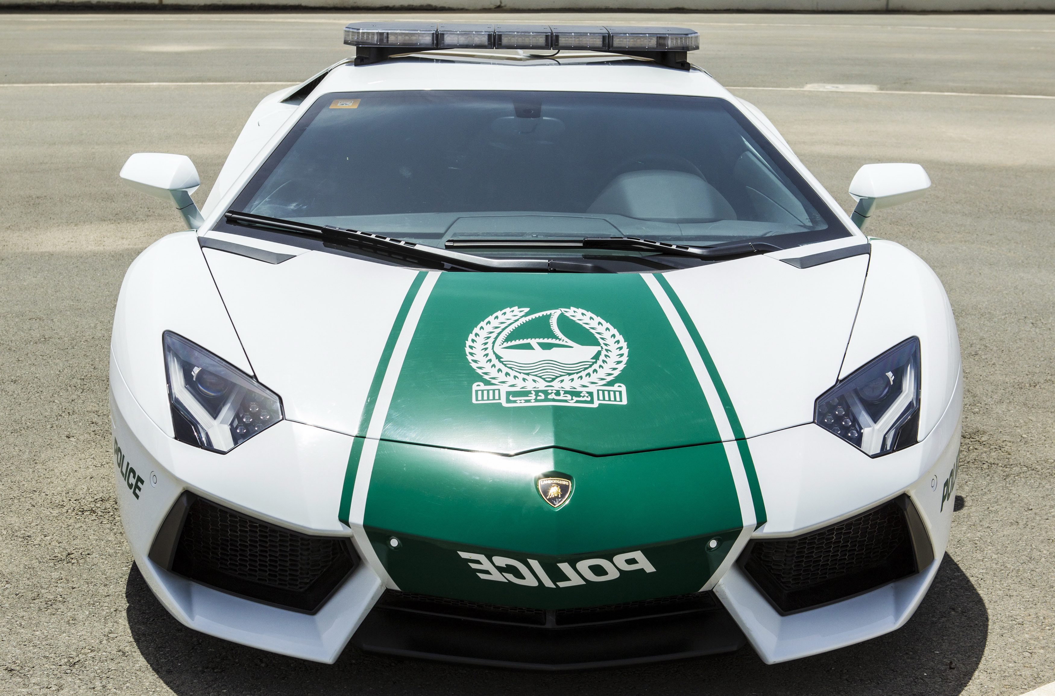 A handout picture released by Dubai Police Office shows the new Lamborghini Aventador which is used by Dubai Police Department, in Dubai, United Arab Emirates, 11 April 2013. Dubai Police announced on 11 April they added the Italian-made sports car to their police vehicles, apparently to boost their ability in high-speed chases. The 420,000 euros car can reach a speed of up to 349km/h.