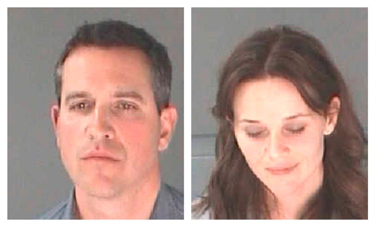 From left: Jim Toth and Reese Witherspoon after their arrest for D.U.I./Alcohol, released on April 21, 2013.