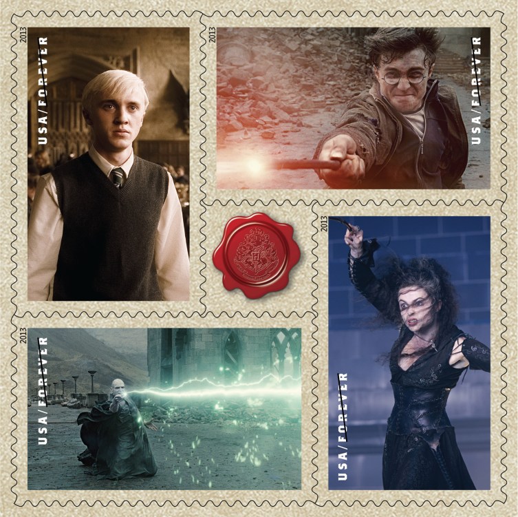 stamps-Draco-Malfoy,-Harry-Potter,-Bellatrix-Lestrange,-Voldemort