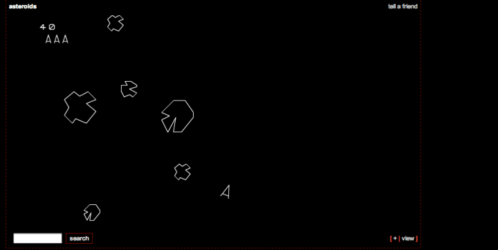 Asteroids (Play <a href="http://goriya.com/flash/asteroids/asteroids.shtml">here</a>)