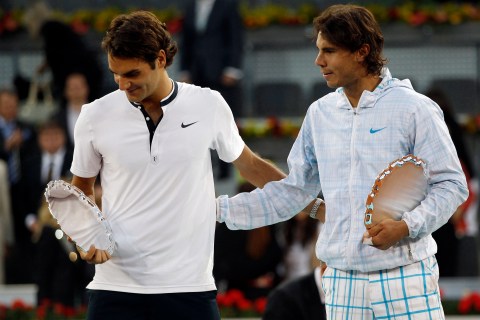 Roger Federer and Rafael Nadal at the Madrid Masters