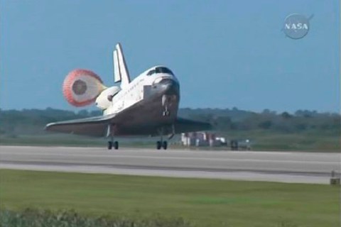 Space Shuttle Atlantis lands at the Kennedy Space Center in Florida to end it's 12 day mission to the International Space Station.