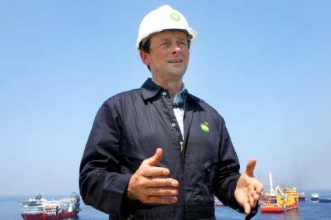 BP CEO Tony Hayward takes a first hand look at the recovery operations aboard the Discover Enterprise drill ship in the Gulf of Mexico 55 miles south of Venice, Louisiana