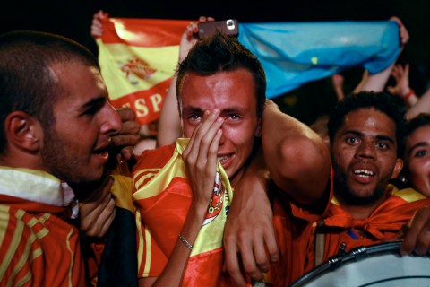 Spain's soccer fans react in Madrid