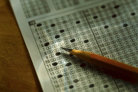 Pencil Lying Across Standardized Test