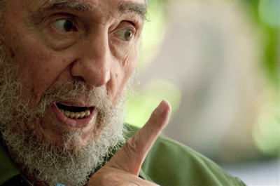 Former Cuban leader Fidel Castro speaks during a meeting with China's Foreign Minister Yang Jiechi in Havana