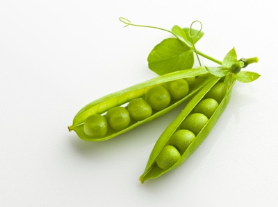 Fresh blanched peas in pod