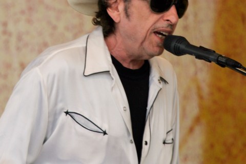 Bob Dylan performs at the New Orleans Jazz and Heritage Festival in New Orleans