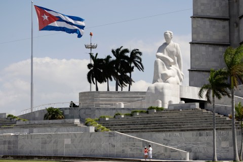 Tourists visit the Cuban Independence Hero Jose Marti monument at Havana's Revolution Square