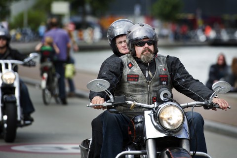 Bikers ride Harley Davidson on August 15