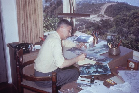 Dr. Seuss Working At Desk At Home