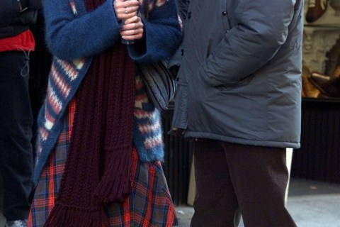 Jim Carrey and Kate Winslet  on the set of "Eternal Sunshine Of The Spotless Mind"