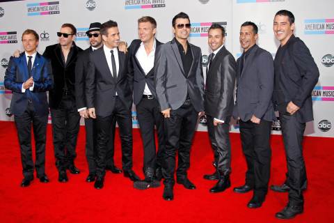 Members of Backstreet Boys and New Kids on the Block arrive at the American Music Awards 
