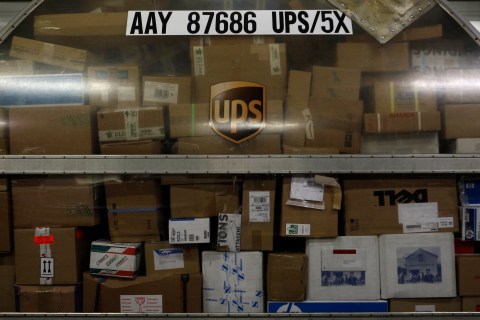 Packages at a UPS Cargo Center