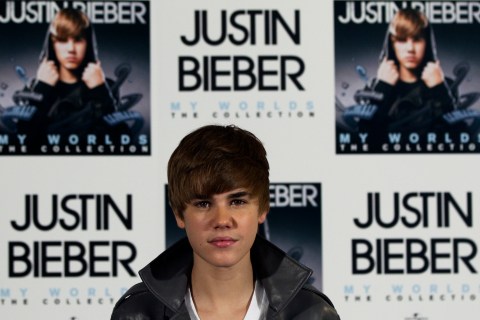 Singer Bieber of Canada poses during a photocall in Madrid