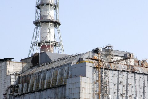 A shelter over the fourth power bloc of the Chernobyl nuclear power station