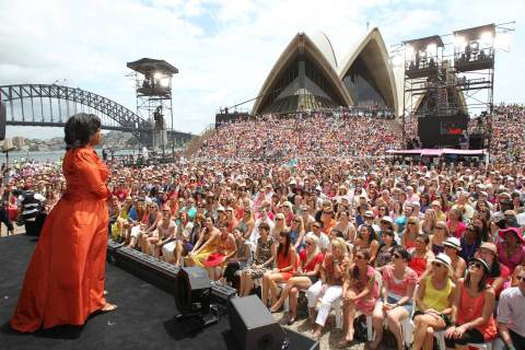 Oprah Winfrey during a taping at the Sydney Opera House