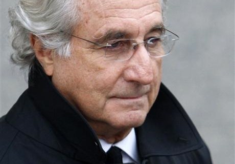 File photo of accused swindler Bernard Madoff exiting the Manhattan federal court house in New York