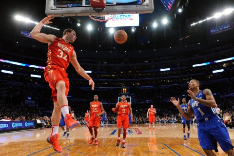 West All Star Griffin of the Clippers dunks during the NBA All-Star basketball game in Los Angeles