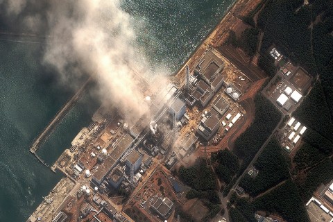 Handout satellite image of Fukushima Daiichi nuclear plant after earthquake and tsunami