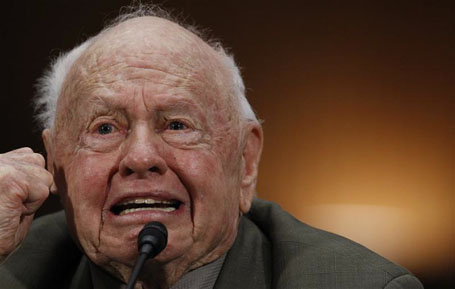 Actor Mickey Rooney speaks at a Senate hearing on elder abuse, neglect and financial exploitation on Capitol Hill in Washington