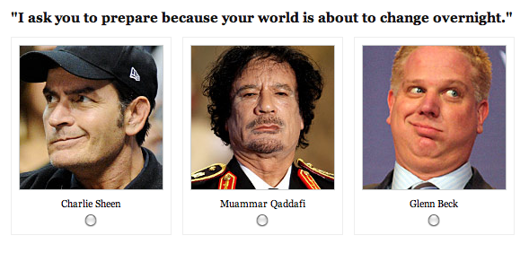 The 'Sheen, Beck or Gaddafi' Quote Quiz