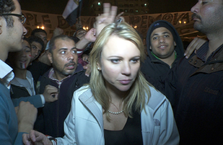 Handout photo of CBS Correspondent Lara Logan in Cairo's Tahrir Square, moments before she was assaulted