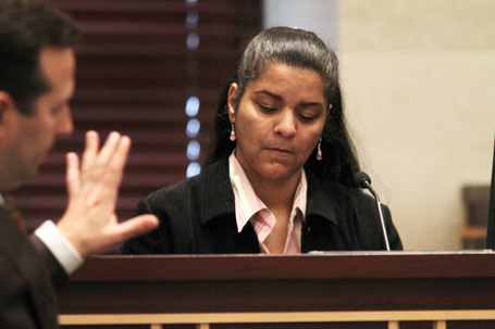 Krystal Holloway, also known as River Cruz, testifies during the Casey Anthony trial at the Orange County Courthouse in Orlando, Florida. (Red Huber/Orlando Sentinel/MCT via Getty Images)