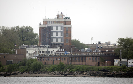 Buildings of jail at Rikers Island where IMF chief Dominique Strauss-Kahn is being held after being denied bail subsequent to being arrested, are seen in New York