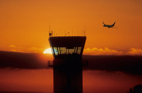 Air Traffic Control Tower in Sunset