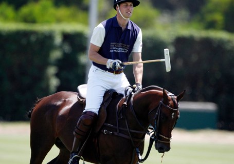 Britain's Prince William practices before playing in a charity polo match at the Santa Barbara Polo and Racquet Club in support of the American Friends of The Foundation of Prince William and Prince Harry in Santa Barbara