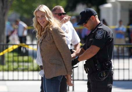 Actress Daryl Hannah is arrested during a protest in Washington