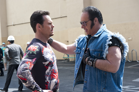 Johnny Drama (Kevin Dillion), and Andrew Dice Clay talk about their new show on Episode 2 of Entourage's last season (Photo Courtesy HBO). 