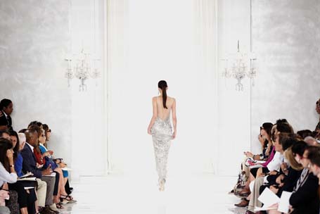 A model presents creations from the Ralph Lauren Spring/Summer 2012 collection during New York Fashion Week