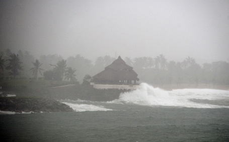 Manzanillo, in Colima State, Mexico on Oct. 11, 2011, ahead of the arrival of Hurricane Jova.