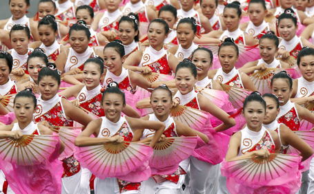 Dancers perform during Taiwan's National Day celebrations in Taipei