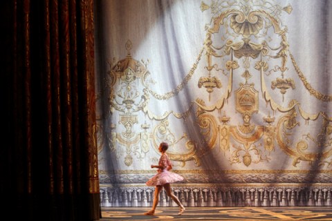 Bolshoi ballet dancer Alash leaves the stage during a rehearsal of  "The Sleeping Beauty" at the Bolshoi Theatre in Moscow
