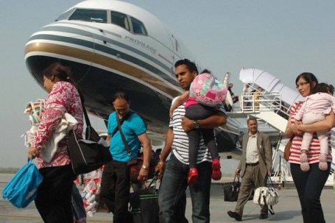 Indian passengers arrive from Austria at