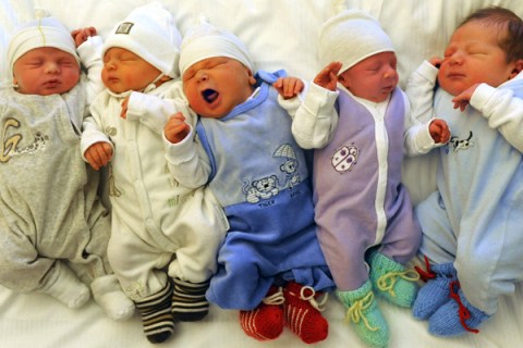 Newborn babies are pictured at the unive