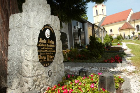File photo of headstone marking the grave of Alois and Klara Hitler at the cemetery of Leonding