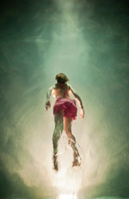 Girl swimming away