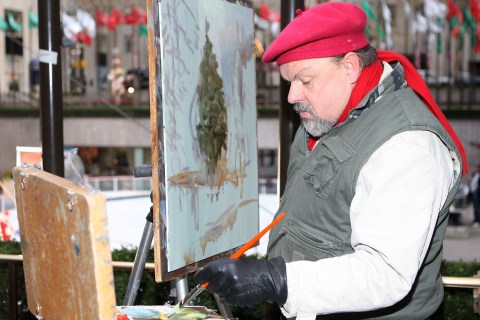Thomas Kinkade Paints the 2007 Rockefeller Center Christmas Tree