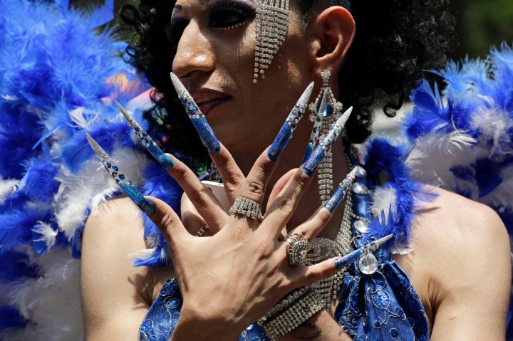 A participant gestures during the Gay Pride Parade in Mexico City
