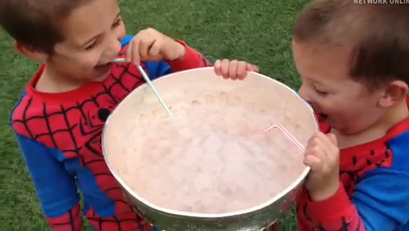 Brown's kids drink chocolate milk from Stanley Cup