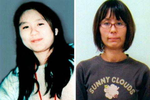 Combination handout photo of former AUM Shinrikyo cult member Naoko Kikuchi in 1995 and in 2012