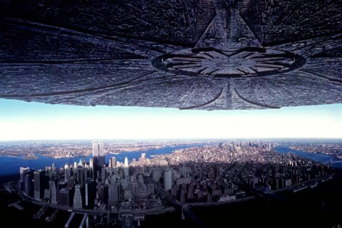 A special effect shot from the blockbuster summer movie, "Independence Day," is shown as an alien sp..