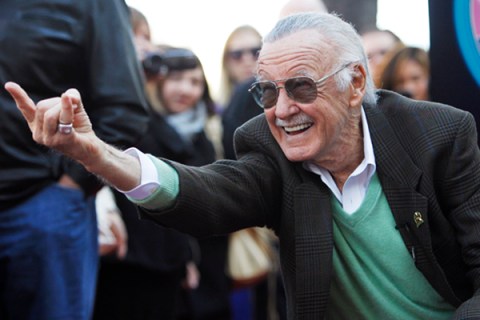 Comic book creator Stan Lee poses after his star on the Hollywood Walk of Fame was unveiled in Hollywood, California
