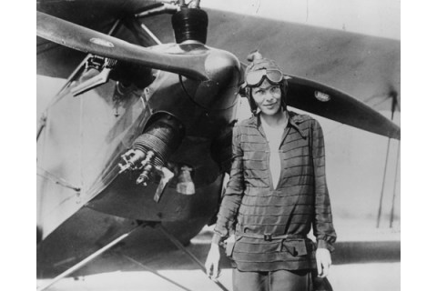1) Ameila Earhart With Airplane
