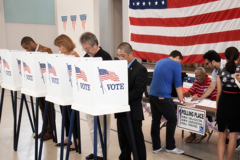 People voting in polling place