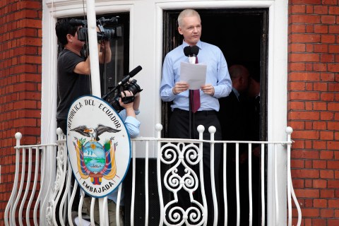 Wikileaks Founder Julian Assange Makes A Statement At The Ecuadorian Embassy